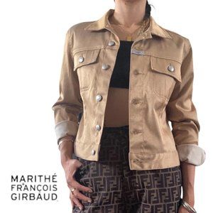 marithe francois girbaud gold denim jacket size M